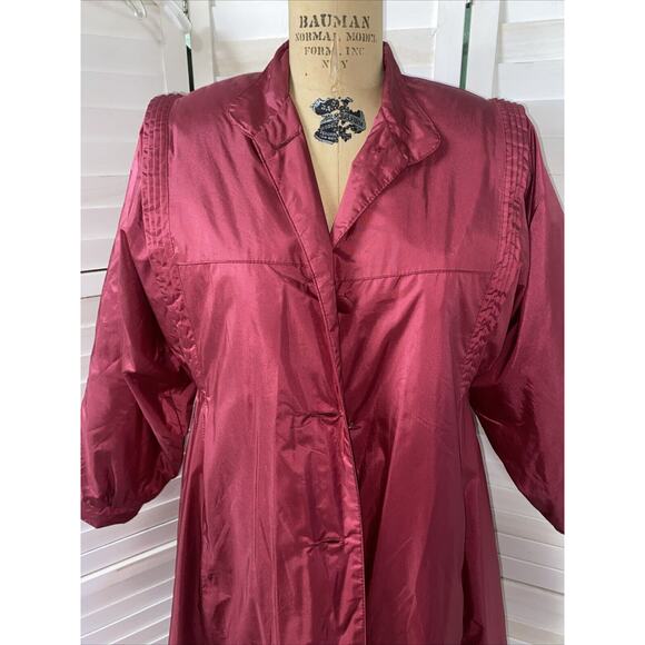 Vintage 80s Women’s Rain Trench Coat Pink Removable Quilt Lined Sz Small Korea - Picture 2 of 12